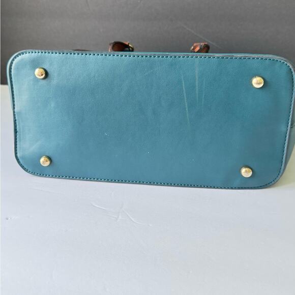 Adrianne Vittadini Signature Collection Dome Satchel w/Lock Chocolate Teal Bag - Picture 5 of 13